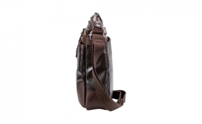 豊岡鞄 帆布PU×レザーショルダーＳ（24-170）チョコ