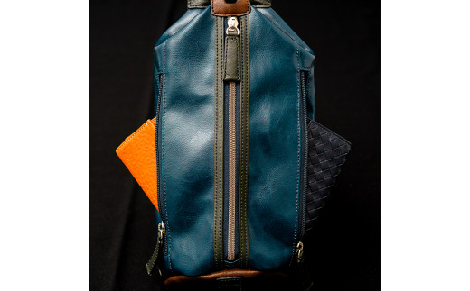 豊岡鞄　帆布×皮革ワンショルダー(24-132) ブルー