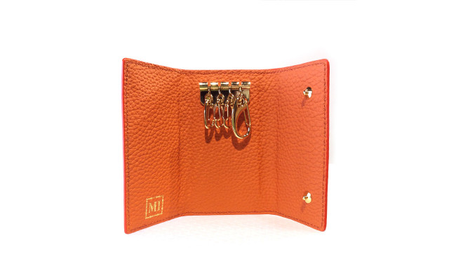 豊岡財布 三つ折りキーケース ドイツ製高級皮革使用 オレンジ